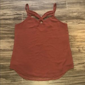 Rose Colored Tank Top with Neck and Back Detail